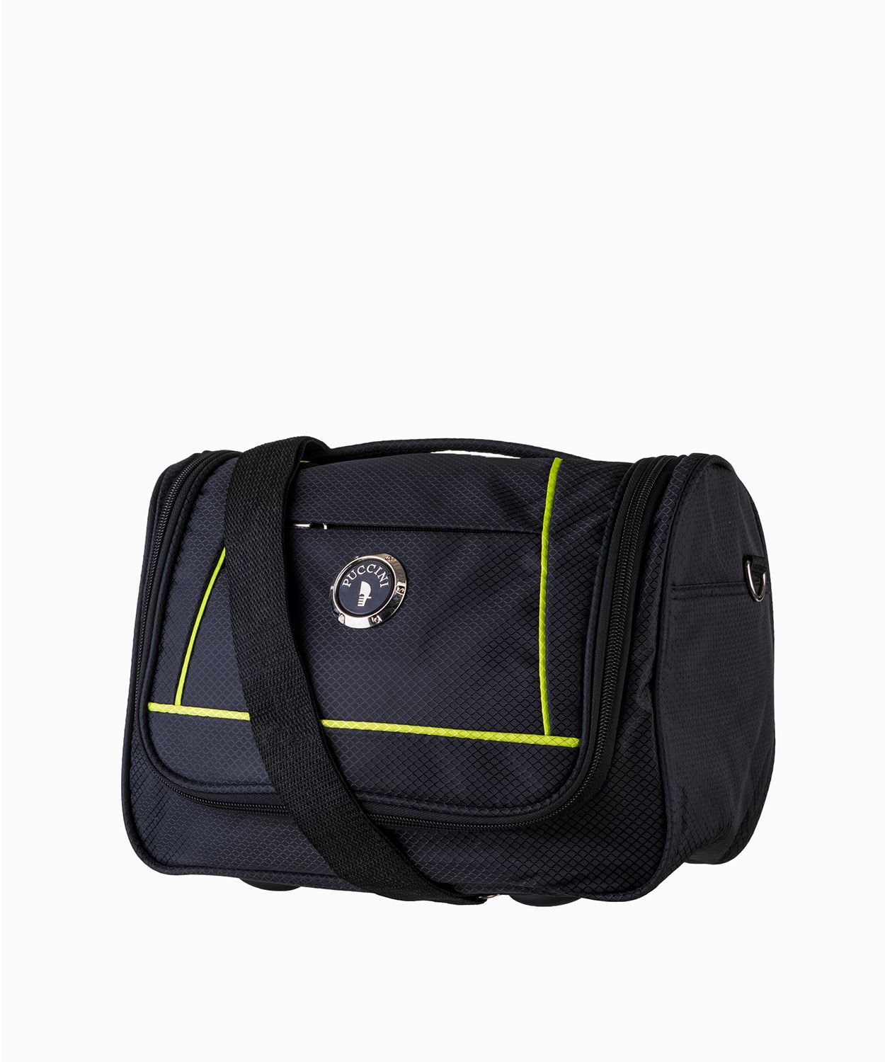 Miękki materiałowy kuferek podróżny z haczykiem