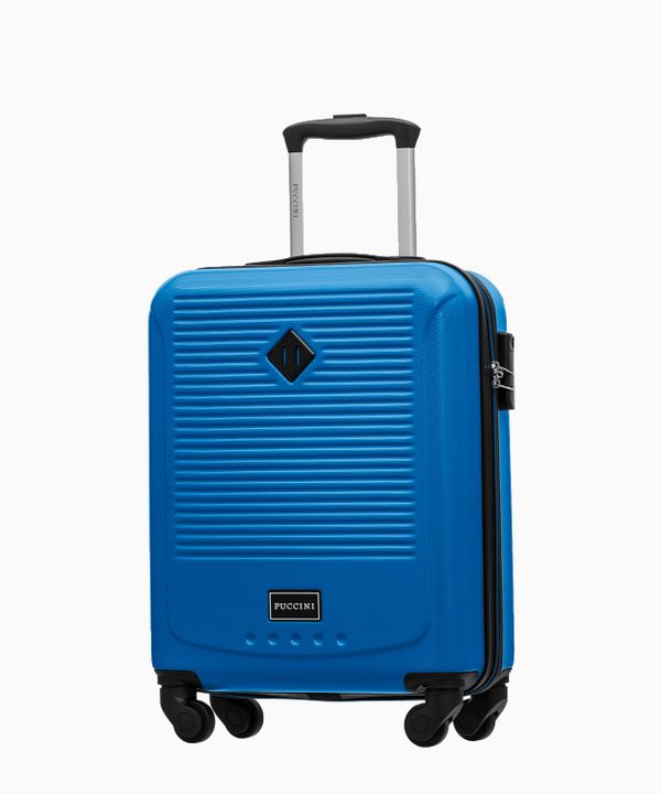 Kabinowa niebieska walizka z zamkiem szyfrowym