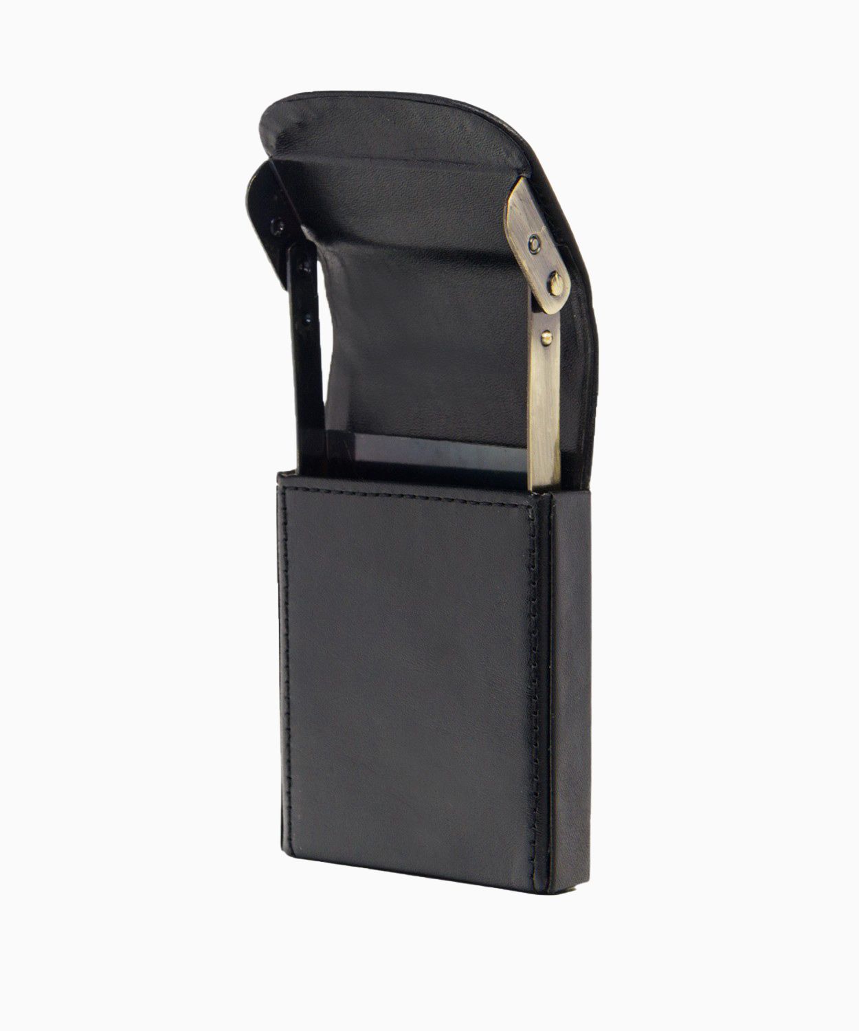 Czarne eleganckie skórzane etui na karty i wizytówki 