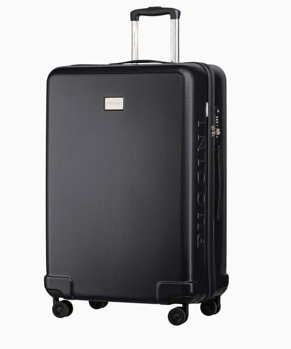 Antracytowa twarda walizka duża o strukturze plastra miodu