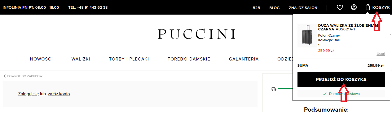 Jak kupować na Puccini.pl - koszyk
