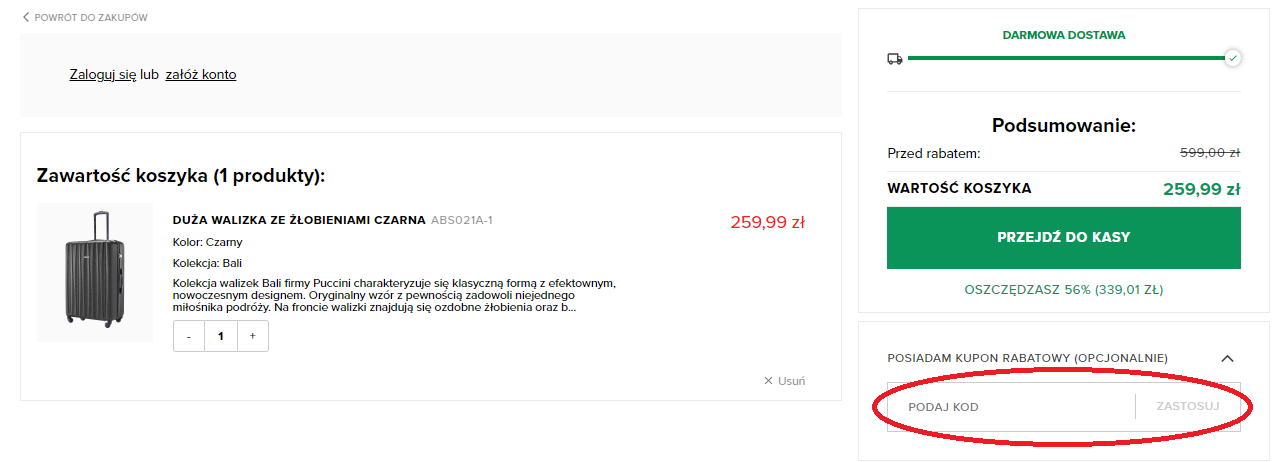 Jak kupować na Puccini.pl - kod rabatowy